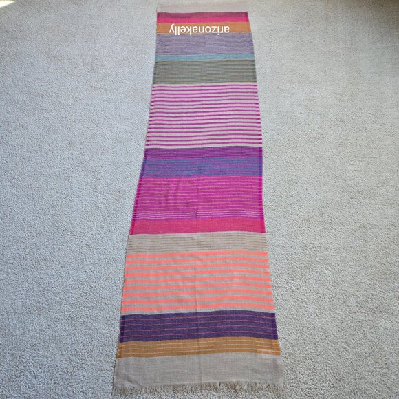 NWT Coldwater Creek Wool Scarf Lightweight Stripes Colorful - Picture 10 of 10